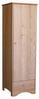 Shaker Single Door Wardrobe w\/1 Bottom Drawer, Interior Shelf & Clothes Rod, 24"W, 78"H